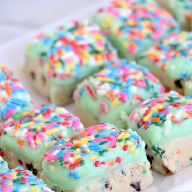 No Bake Treats, Cookie Dough Bars with Colorful Sprinkles