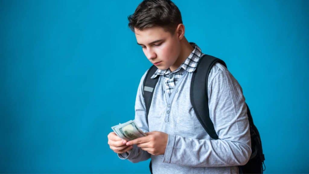 Boy counting money