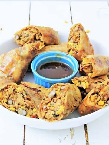 Southwest Chicken Egg Rolls With Homemade Dipping Sauce
