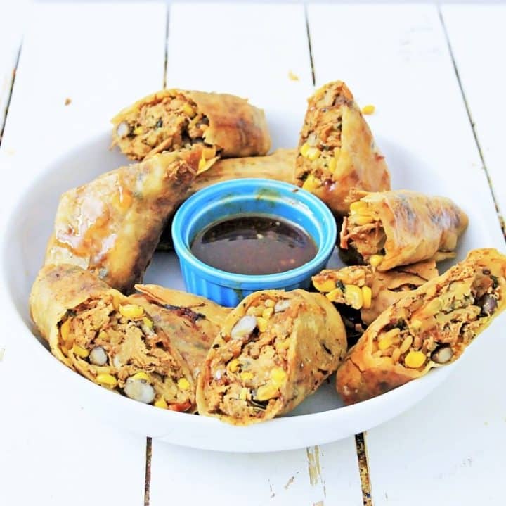 Southwest Chicken Egg Rolls With Homemade Dipping Sauce