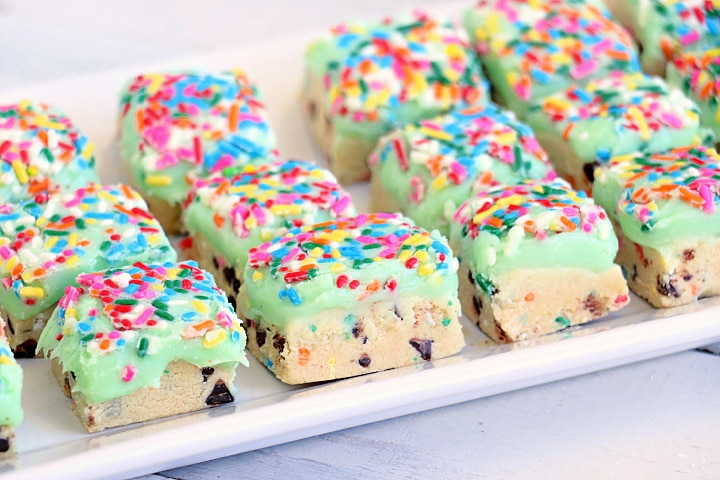 no bake cookie dough bars with sprinkles