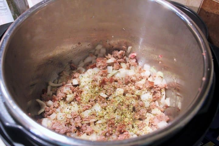 browning ground beef in an Instant Pot