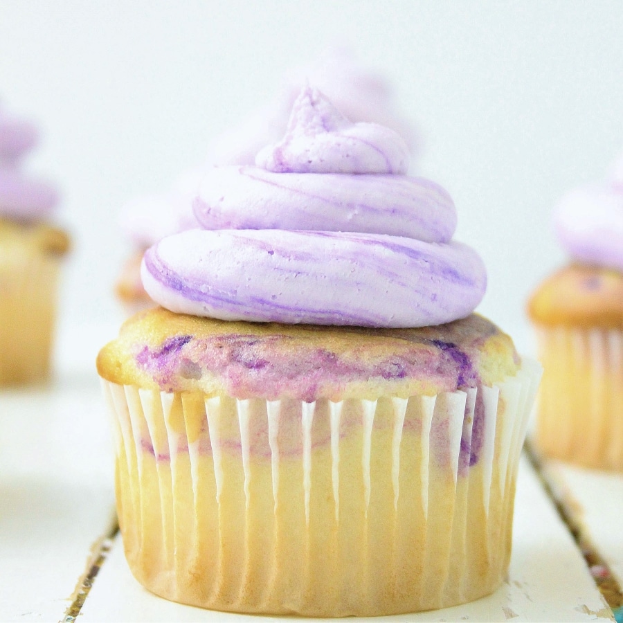 cupcake with purple frosting
