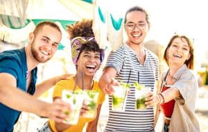 Group drinking cocktails